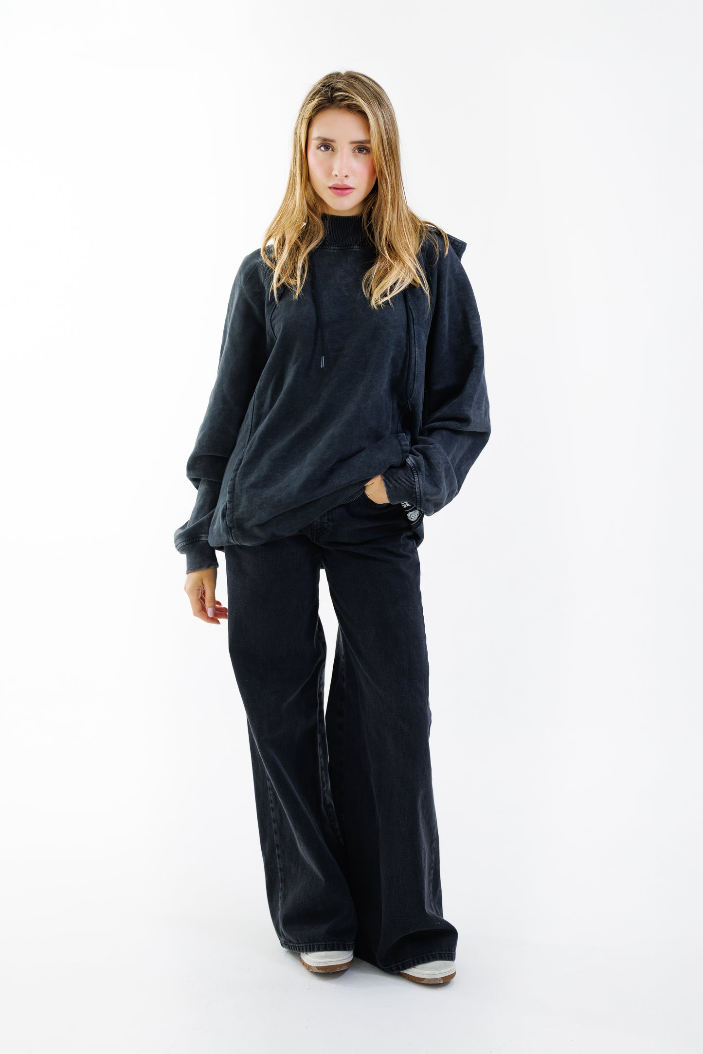 Hoodie Unbroken Classic - Black Acid Wash - Women