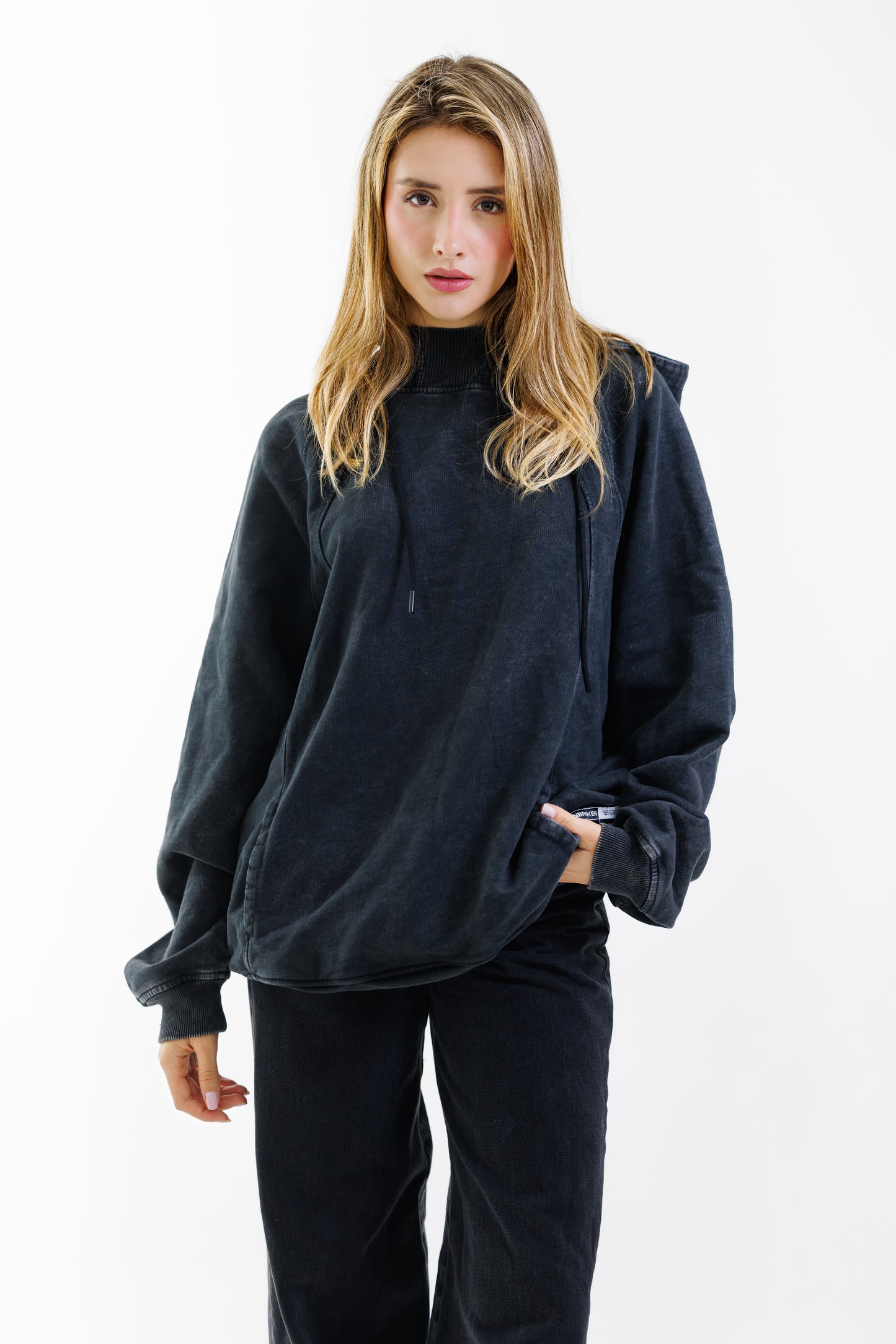 Hoodie Unbroken Classic - Black Acid Wash - Women