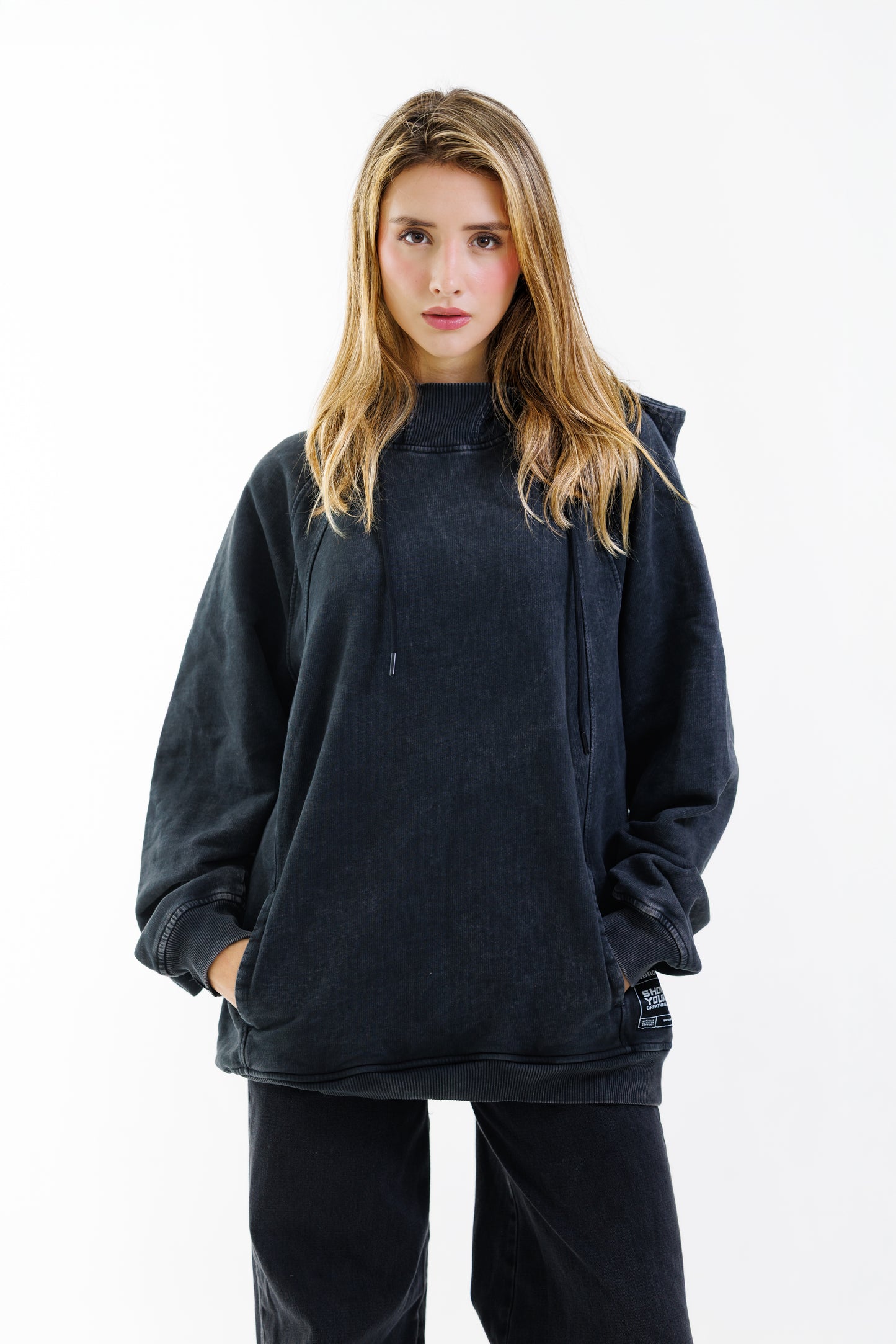 Hoodie Unbroken Classic - Black Acid Wash - Women