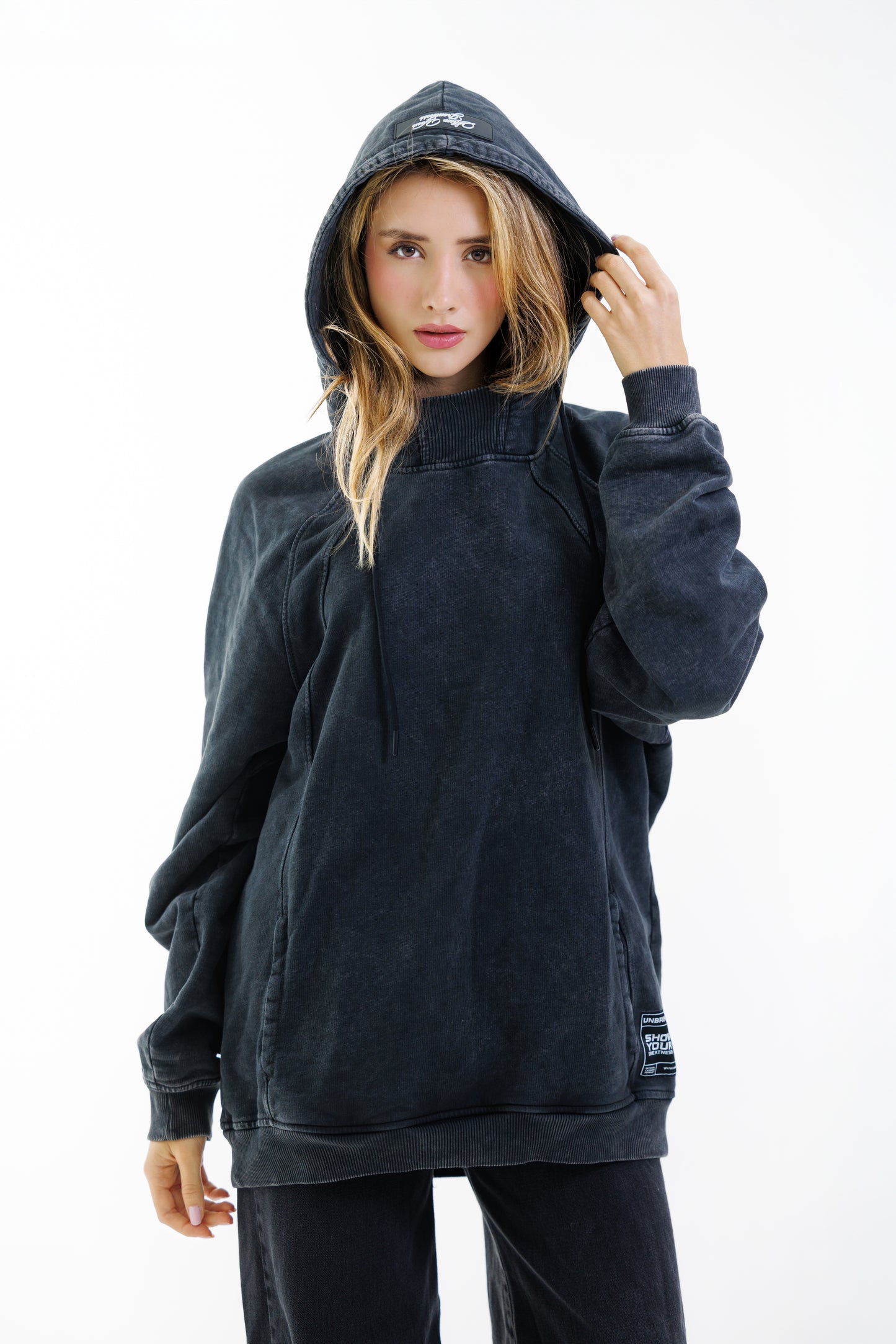 Hoodie Unbroken Classic - Black Acid Wash - Women