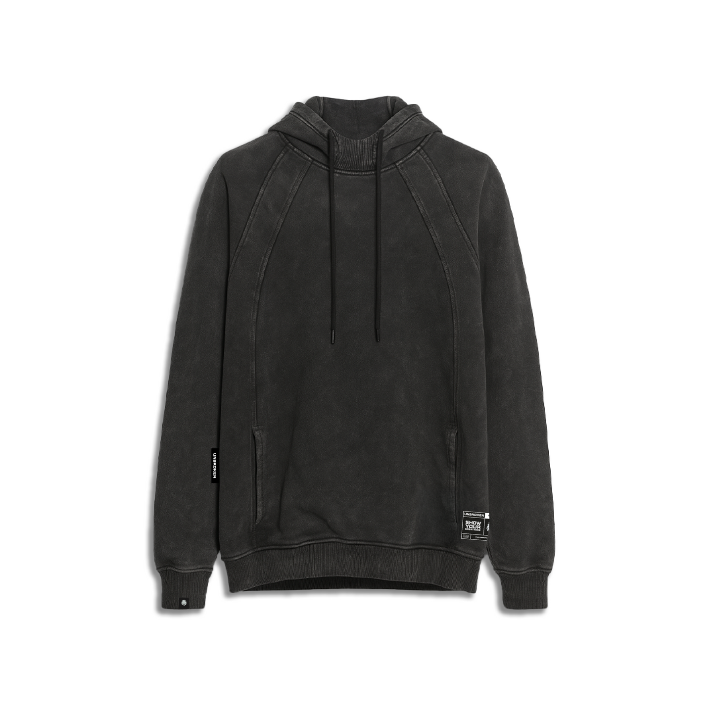 Hoodie Unbroken Classic - Black Acid Wash