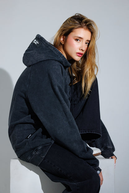 Hoodie Unbroken Classic - Black Acid Wash - Women
