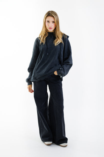Hoodie Unbroken Classic - Black Acid Wash - Women