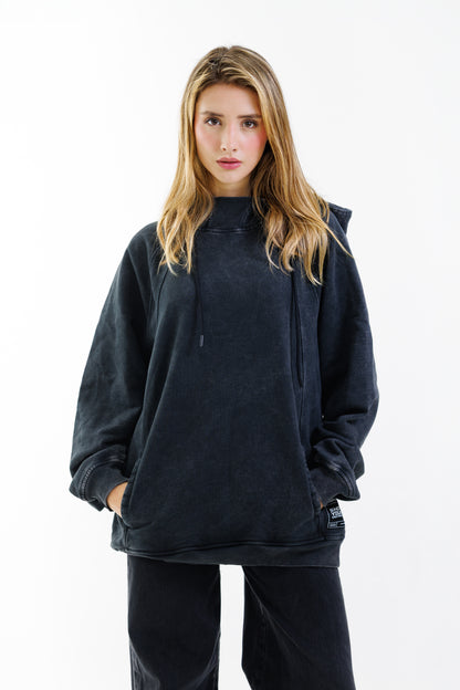 Hoodie Unbroken Classic - Black Acid Wash - Women