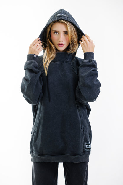 Hoodie Unbroken Classic - Black Acid Wash - Women