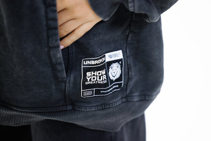 Hoodie Unbroken Classic - Black Acid Wash - Women