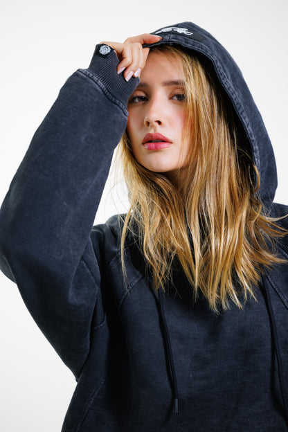 Hoodie Unbroken Classic - Black Acid Wash - Women