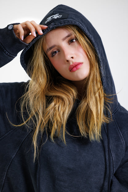 Hoodie Unbroken Classic - Black Acid Wash - Women