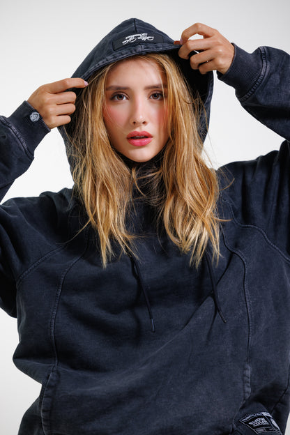 Hoodie Unbroken Classic - Black Acid Wash - Women
