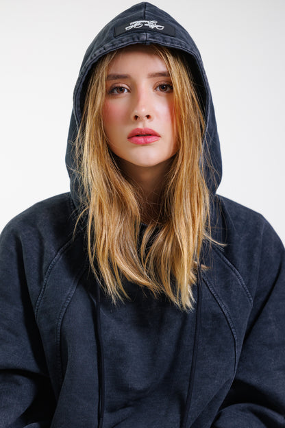 Hoodie Unbroken Classic - Black Acid Wash - Women