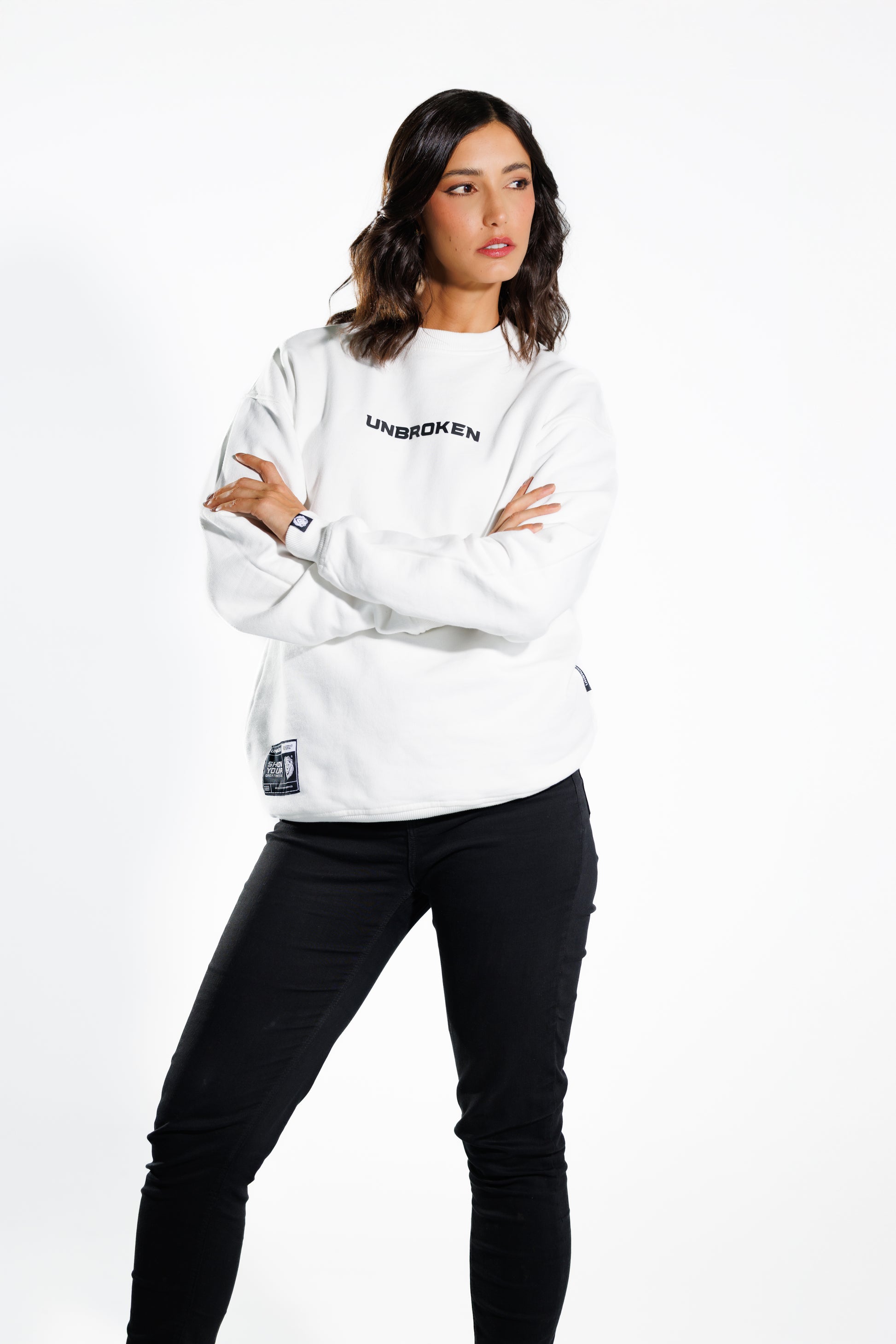 Hoodie - buso blanco mujer -lado