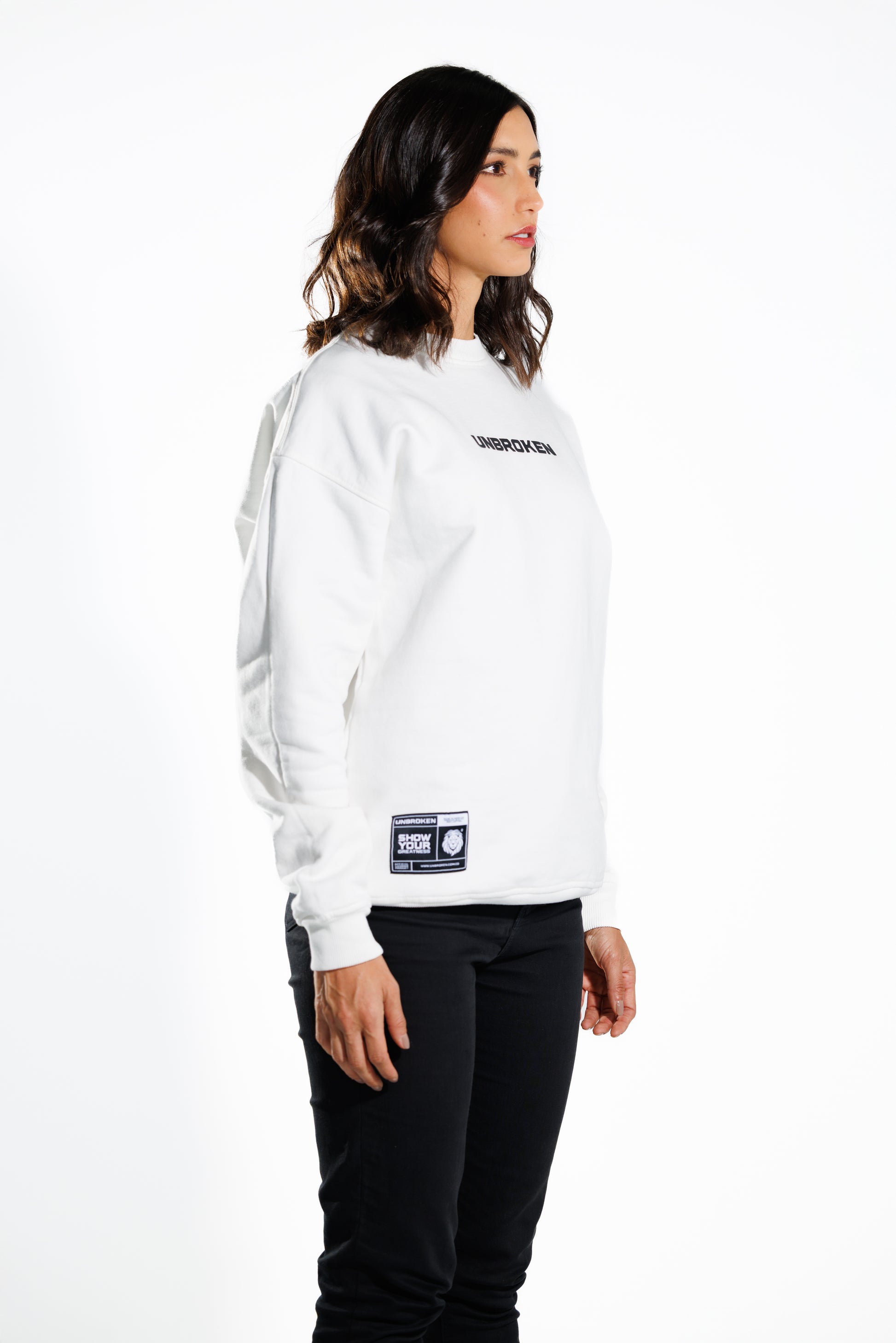 Hoodie - buso blanco mujer -lado 1
