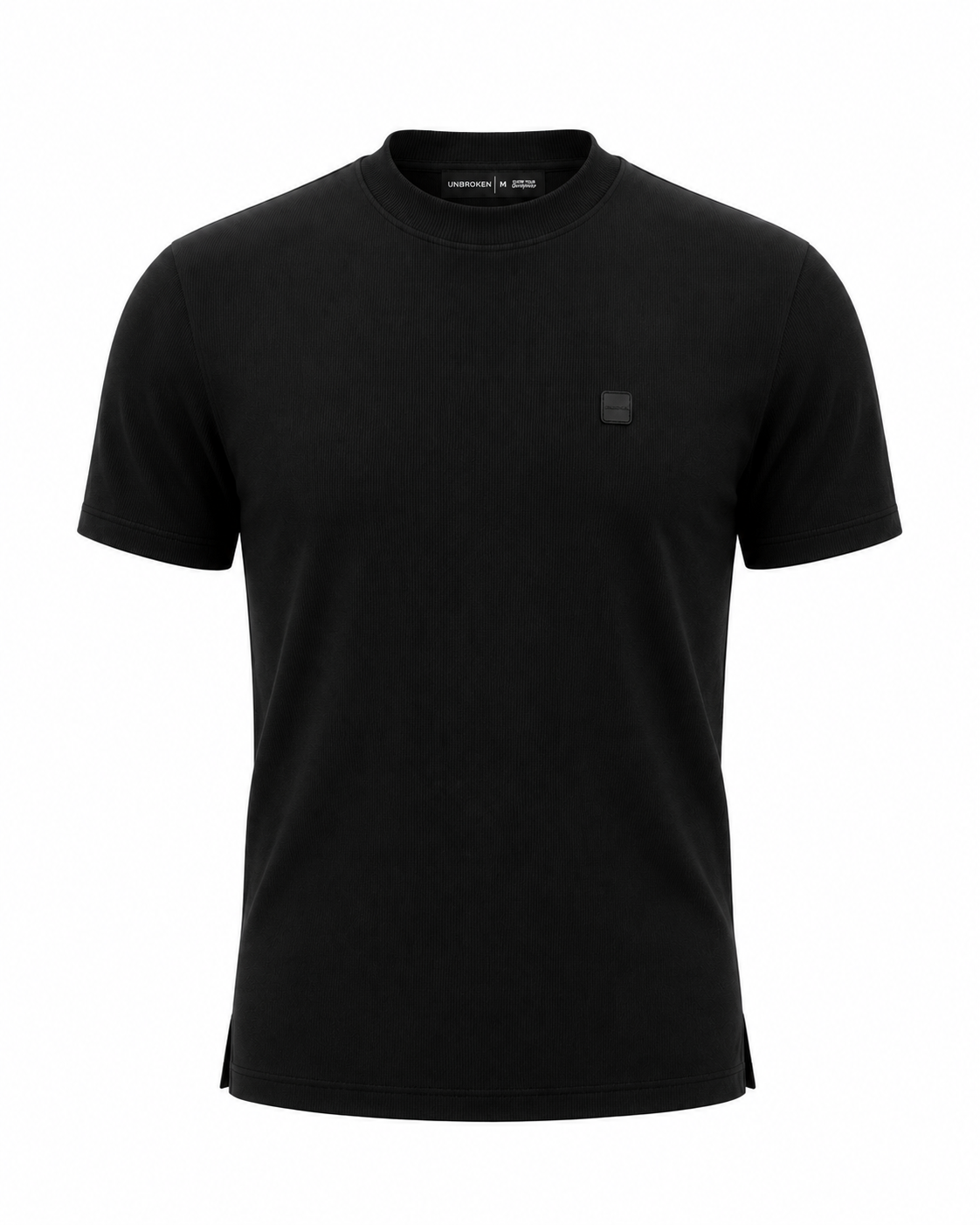 ESSENTIAL — RIBBED COTTON T-SHIRT - BLACK
