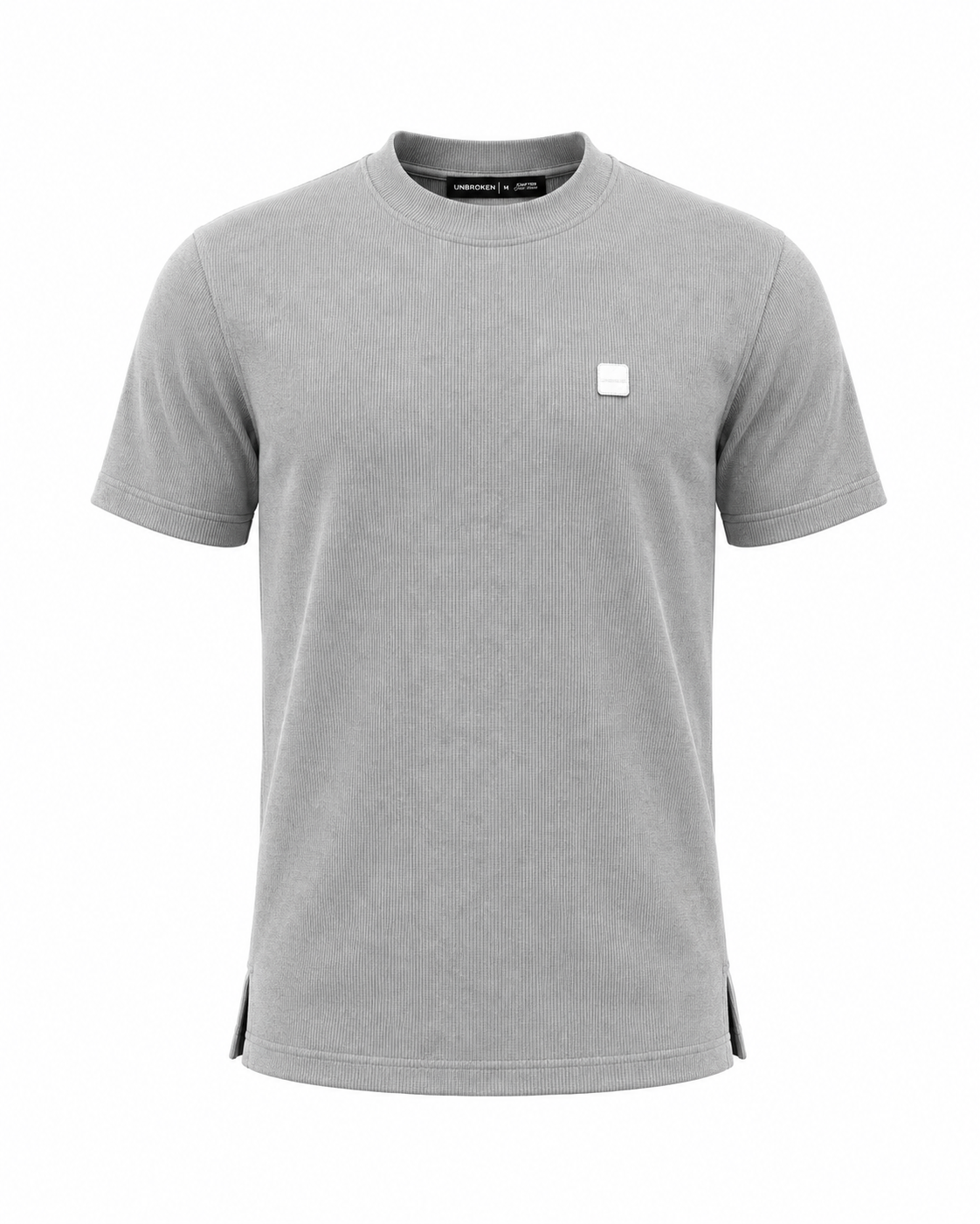 ESSENTIAL — RIBBED COTTON T-SHIRT - GREY