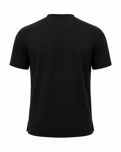 ESSENTIAL — RIBBED COTTON T-SHIRT - BLACK
