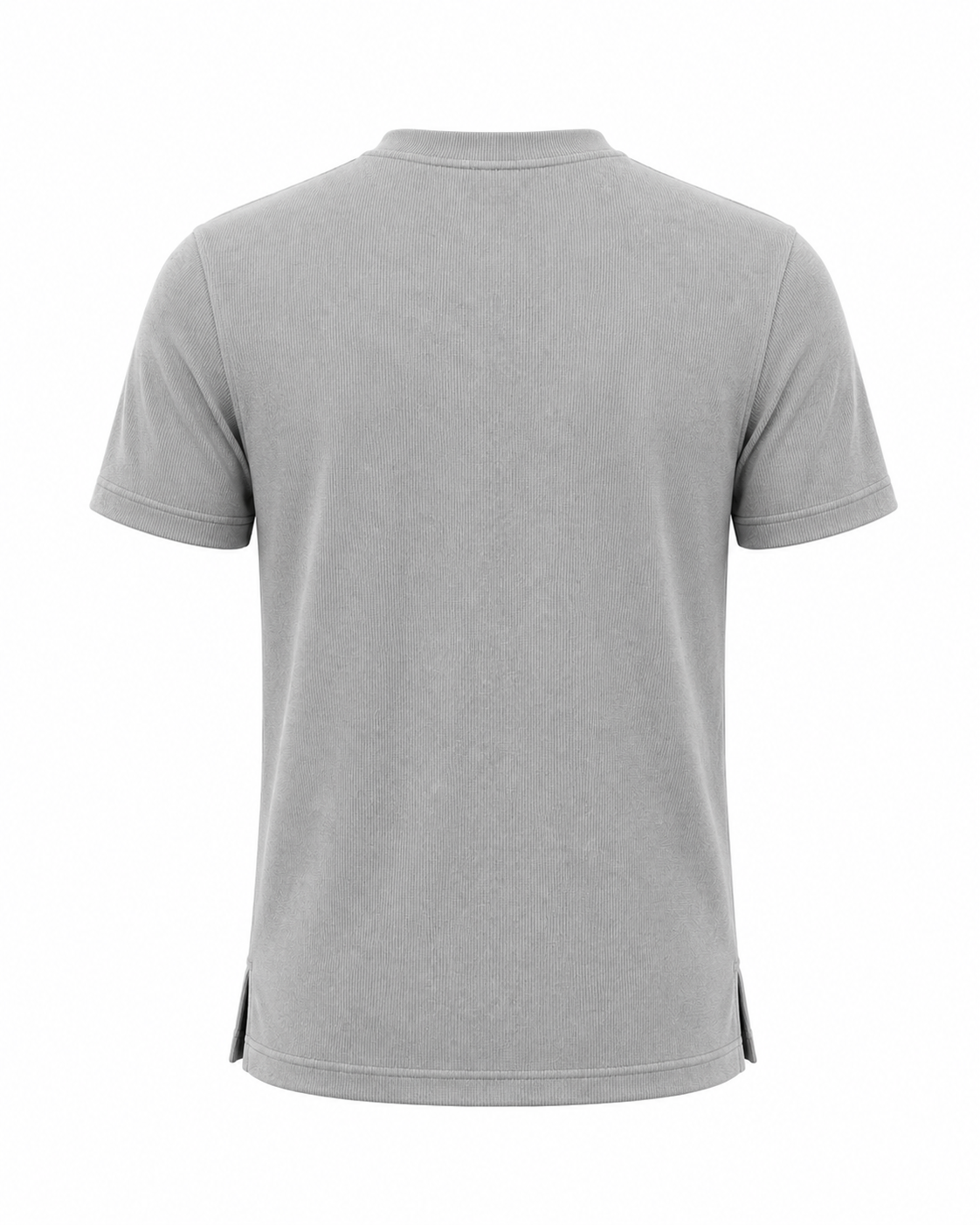 ESSENTIAL — RIBBED COTTON T-SHIRT - GREY