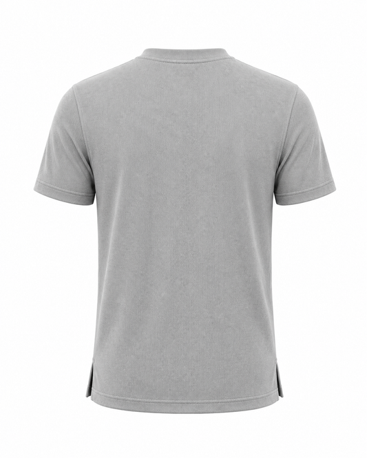 ESSENTIAL — RIBBED COTTON T-SHIRT - GREY