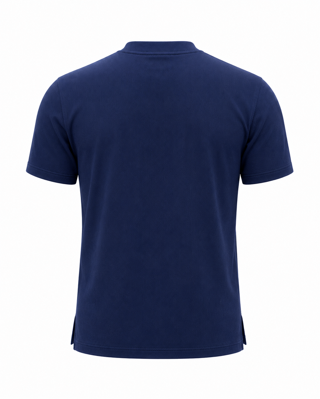 ESSENTIAL — RIBBED COTTON T-SHIRT - BLUE