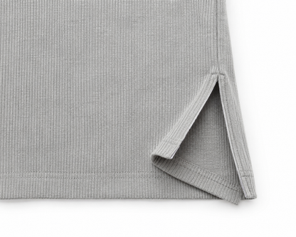 ESSENTIAL — RIBBED COTTON T-SHIRT - GREY