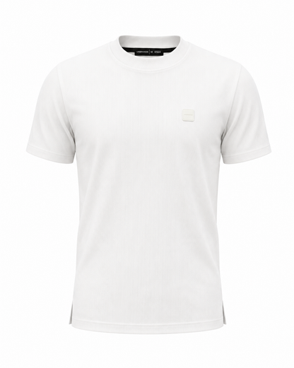 ESSENTIAL — RIBBED COTTON T-SHIRT - WHITE
