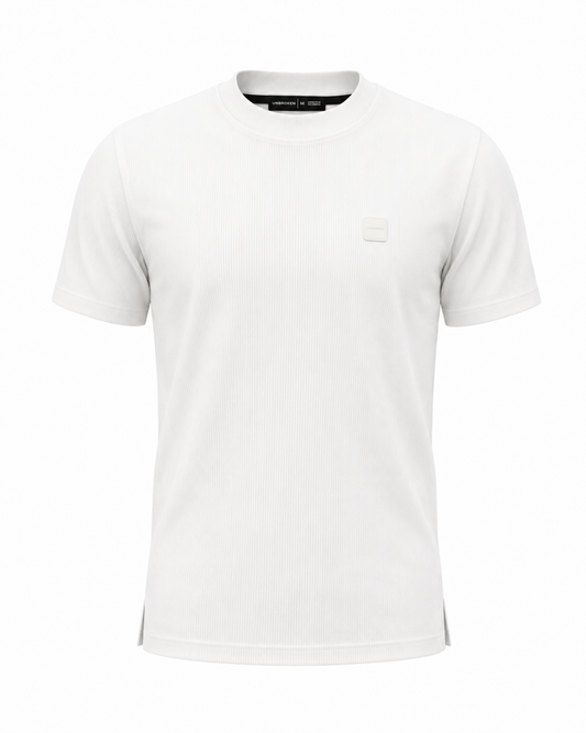 ESSENTIAL — RIBBED COTTON T-SHIRT - WHITE