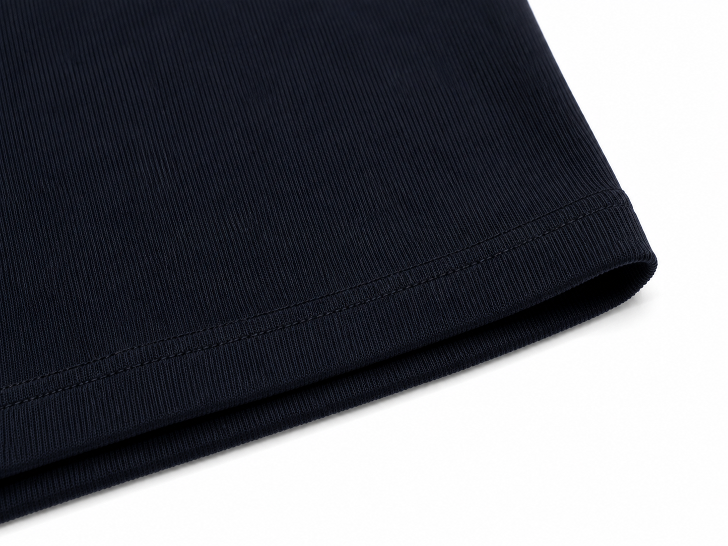 ESSENTIAL — RIBBED COTTON T-SHIRT - BLACK