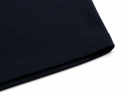 ESSENTIAL — RIBBED COTTON T-SHIRT - BLACK